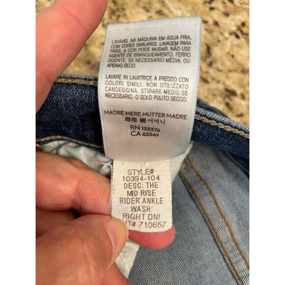 MOTHER Jeans Womens Size 24 The Mid Rise Rider Ankle Right On Denim Button Zip - Picture 9 of 10